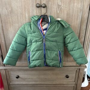 Boden Green Navy Red Sherpa-Lined Jacket
